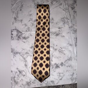 Vintage Stanley Blacker 100% Silk Tie Geometric Gold And Red Pattern 57” X 3.75”